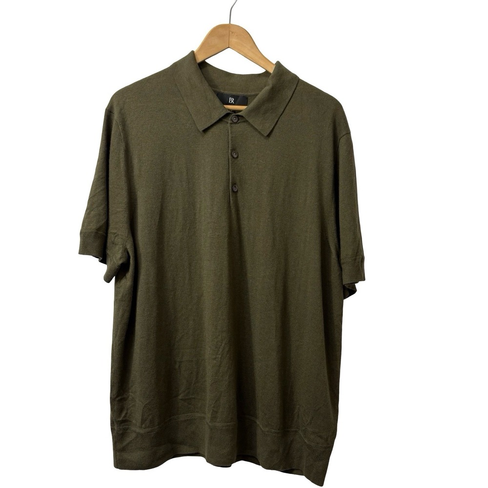 Banana Republic Men's Olive Green Cashmere Silk Short Sleeve Polo Size XL